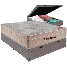 Cama Box Baú E Colchão Airtech Molas Ensacadas Casal Ortobom Casal Cinza