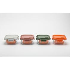 POTE DE VIDRO HERMETICO QUADRADO 520 ML