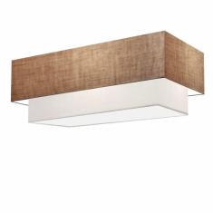 Plafon Duplo Retangular Vivare Md-3072 Cúpula Em Tecido 99x40cm X 80x30cm - Bivolt Palha-branco 127/220v