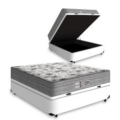 Cama Box Baú Viúva Branca + Colchão De Molas Ensacadas - Probel - Evolution - 128x188x74cm