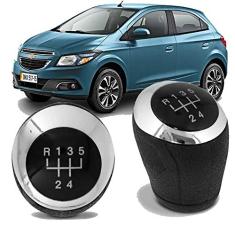 Bola de Câmbio Manopla Onix Prisma Spin Cobalt Sonic 2013 a 2020 Preta Lente Preta Aro Cromado