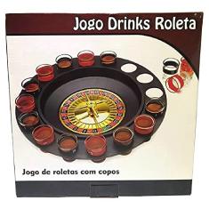 Jogo de Roleta Drink Shot 16 Copos Vidro Bebida Cassino