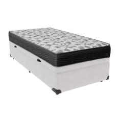 Conjunto Cama Box com Baú Solteiro Branca e Colchão D33 Ortobom