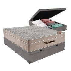 Cama + Box Bau Airtech Colchão Ortobom viuva SpringPocket