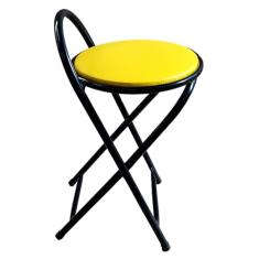 Banqueta Baixa Articulável e Dobravel com 50 cm de Altura Preto (Assento Amarelo)