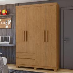 Guarda-Roupa 4 Portas 2 Gavetas Zeus com Pés Amêndoa Clean