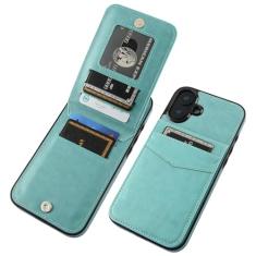 KIHUWEY Capa carteira compatível com iPhone 16 Plus com suporte para cartão de crédito, fecho magnético de couro premium com suporte, capa protetora resistente para iPhone 16 Plus de 6,7 polegadas