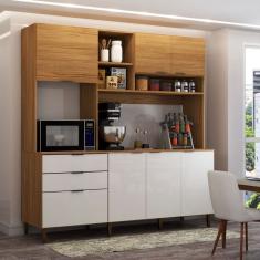Cozinha Compacta Solaris 7 Portas 2 Gavetas Cinamomo/Off White - Panorama Móveis