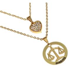 Colar Duplo Minha Profissão Direito Advogada Folheado 18k - Milena Fol