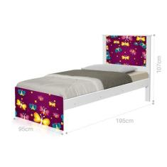 Cama Solteiro Borboletas com Colchão - Mais de Casa