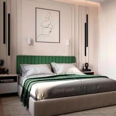 Cabeceira Veludo Modular Estofada Retangular 45X10cm para Cama Box Que