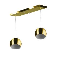 Lustre Pendente Bola Duplo Base Retangular Dourado - MARRYLUZ