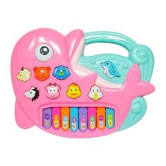 Teclado Piano Golfinho Musical Infantil Bichos rosa . - toy king