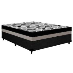Cama Box Casal: Colchão Anatômico Ortobom D33-ep Iso 100 Double Face + Base Crc Courano Black(138x188x20)