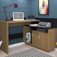 Escrivaninha Em L 110x107cm 2 Portas Office Mega  Mel/preto