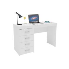 Mesa Computador Escrivaninha Malta c/ 4 Gavetas Branco - Politorno