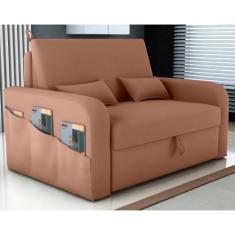 Sofá Cama com Baú Gorteen Veludo Ferrugem - CasaH