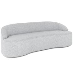 Sofá 3 Lugares Curvo Sala De Estar Living Lótus D02 Linho Cinza 210 Cm D-315