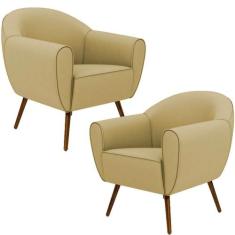 Kit 02 Poltronas Decorativas com Pés Palito Nina Corano C-19 - Lyam De