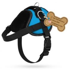 Bark Appeal Peitoral para cães Aqua Blue para animais de estimação de tamanho PP a pequeno – ajustável, colete refletivo com 3 clipes de coleira para controle adicional, caminhadas fáceis e
