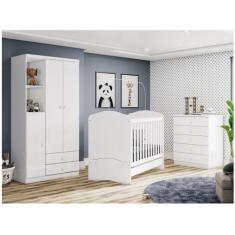 Quarto de Bebê Completo Bala de Menta 3 Portas 7 Gavetas Branco - Henn