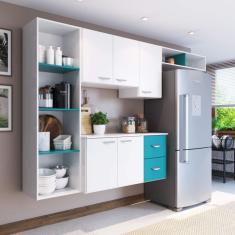 Cozinha Compacta 4 Peças 5 Portas Anabela Siena Móveis Branco/azul