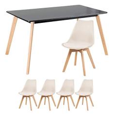 Loft7, Mesa de jantar retangular 80 x 140 cm + 4 cadeiras Leda