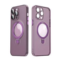 Capa de telefone de carregamento magnético sem fio de luxo para iPhone 14 13 12 11 Pro Max 14 Plus Capa de suporte de proteção de lente transparente, T3, para iPhone 14Pro