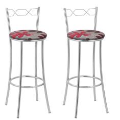 Kit 2 Banquetas Cromadas Bc51-a E511 Cromado/Vermelho