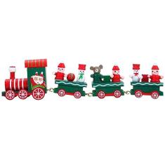 Boneco Papai Noel Trenzinho De Madeira Decor Verde Natal