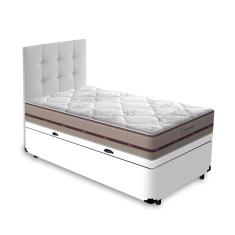 Cama Box Baú + Cabeceira Cassis e Colchão de Solteiro - Anjos - Classic Molas Ensacadas 88cm