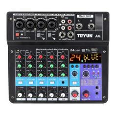 Mesa De Som Mixer 6 Canais Áudio Usb Smart Profissional A6 Conjunto In
