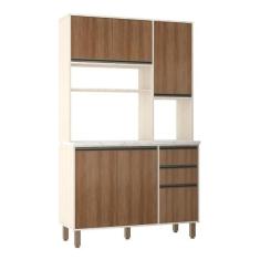 Armário de Cozinha Compacta com 5 Portas e 3 Gavetas Linea Luciane Móv