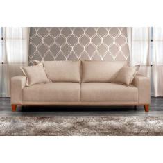 Sofá Fixo Argos 3 Lugares Luxo 200cm Castellar Móbile, Bege Claro