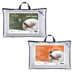 Kit 2 Travesseiros Linha Basic - Um Flat e Um Queen - Dunlopillo
