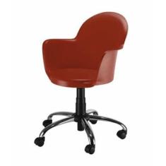Cadeira Giratória Base Cromada Linha Polipropileno Moon Vermelho - Des