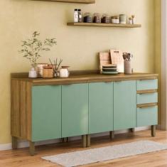 Cozinha Compacta Magnólia com 2 Balcões 4 PT 3 GV Mel e Verde - Modern