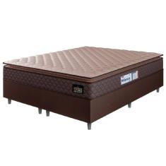 Cama Box Casal Queen Colchão Espuma D33 Pillow Top Millenium 158x198x57cm Suede Marrom Hellen