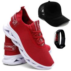 Kit Tênis Masculino Academia e Corrida + Boné + Digital - Lorenzzo Lop