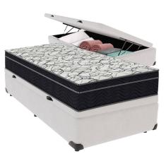 Cama Box Baú Branco E Colchão Airtech 150 Espuma D45 Solteiro Ortobom