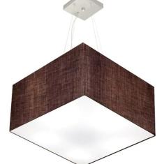 Lustre Pendente Quadrado Vivare Md-4075 Cúpula Em Tecido 30/5