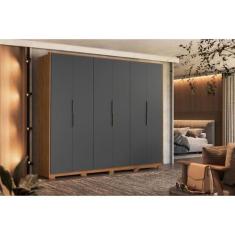 Guarda Roupa 6 Portas e 6 Gavetas c/ Pés Atrice Amendola/Grafito - Dem