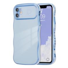 ZTOFERA Capa para iPhone 11 de 6,1 polegadas, linda capa ondulada encaracolada com estampa de coração de amor, borda banhada de luxo, proteção total para câmera, à prova de choque, capa de telefone
