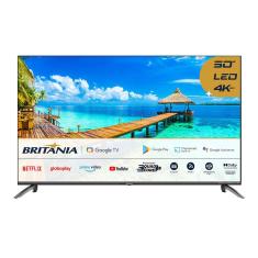 Smart TV DLED 50" Ultra HD Britânia 4K BTV50G7EACGB Android TV, HDMI, USB, Wi-Fi, Dolby Audio, Processador Quad-Core e Controle com Comando de voz