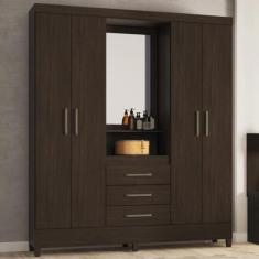 Guarda Roupa Casal 4 Portas Com Espelho e 3 Gavetas Colombo - Demóbile