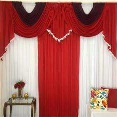 Cortina Roma Para Varão Em Malha 3,00m X 2,60m Sala Quarto - Vermelha