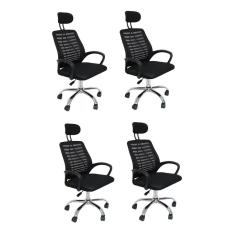 Conjunto 4 Cadeiras Office Diretor Com Encosto E Rodízios Cádis Preto