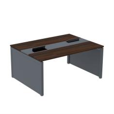Mesa De Plataforma Dupla Para 2 Pessoas Corporativa 130x120/2p Walnut/preto