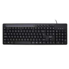 Teclado com Fio Multi USB com 6 Teclas Multimídia, Slot para Tablet até 10” e Teclas Silenciosas – Preto TC262