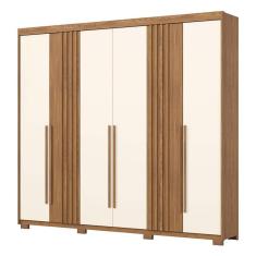 Guarda Roupa Casal Norton 6 Portas 4 Gavetas MDP-MDF Nature Off White Móveis Henn